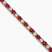 14K gold tennis bracelet with alternating diamonds and rubies, timeless fine jewelry