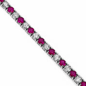 Elegant ruby and diamond tennis bracelet in 14K gold, timeless fine jewelry for everyday wear