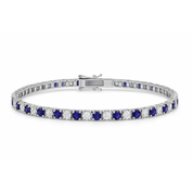 Elegant sapphire and diamond tennis bracelet in 14K white gold, perfect for everyday fine jewelry wear