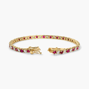 Alternating Diamond and Ruby Tennis Bracelet