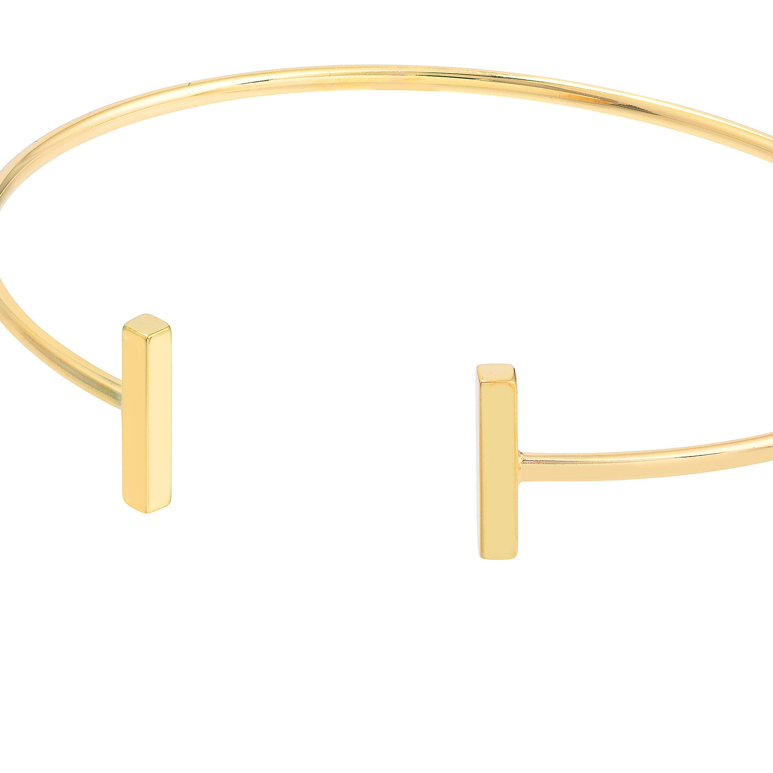 14K gold bangle with minimalist bar design, timeless fine jewelry for everyday wear