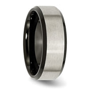 Black and Grey Brushed Titanium 8mm Men's Wedding Band Comfort Fit