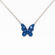 Blue Sapphire Butterfly Pendant Necklace