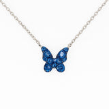 Blue Sapphire Butterfly Pendant Necklace