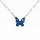 Blue Sapphire Butterfly Pendant Necklace