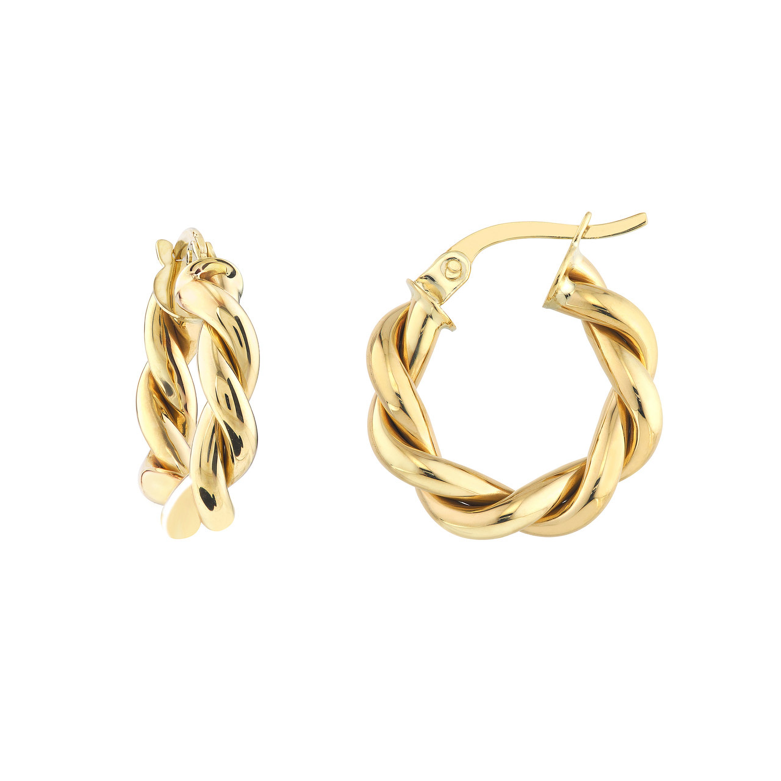 Twisted gold hoop earrings, 14K gold fine jewelry for everyday wear