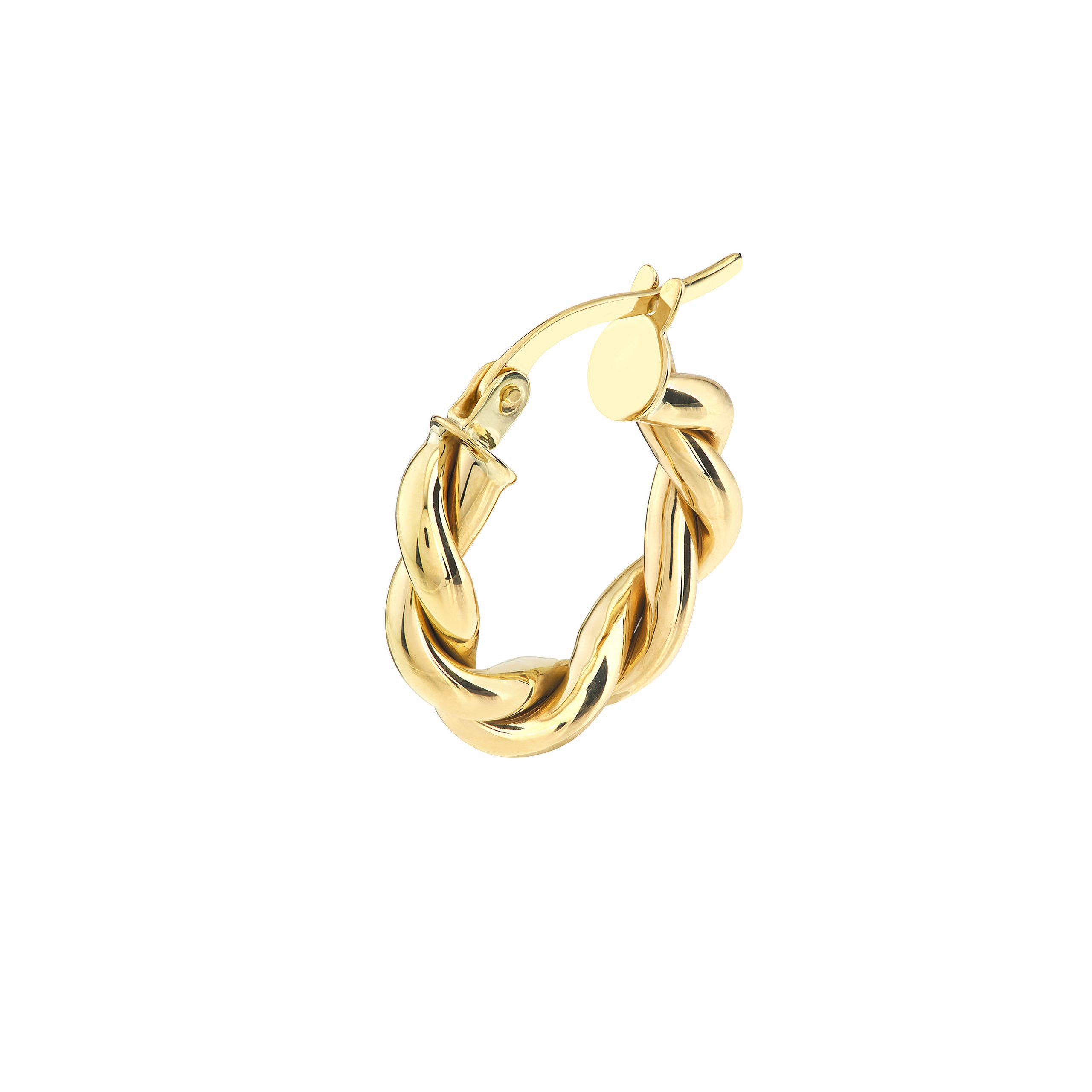 Twisted gold hoop earring in 14K, timeless fine jewelry for everyday wear