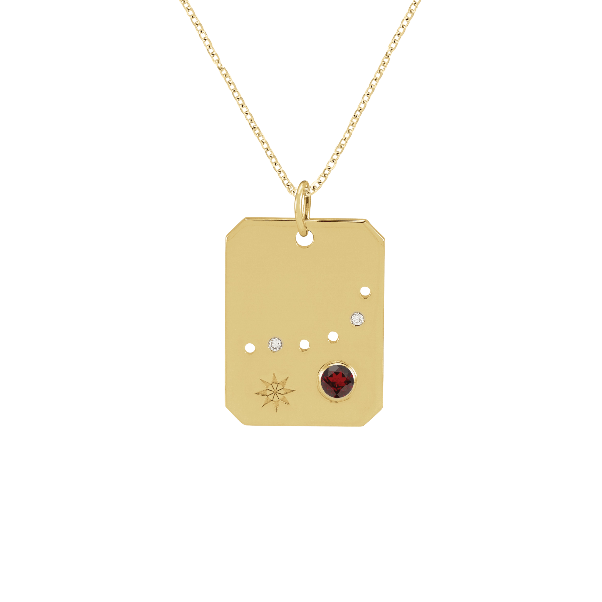 Capricorn Zodiac Garnet Constellation Pendant Necklace
