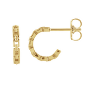 14K gold hoop earrings with textured chain-link design, timeless fine jewelry for everyday wear