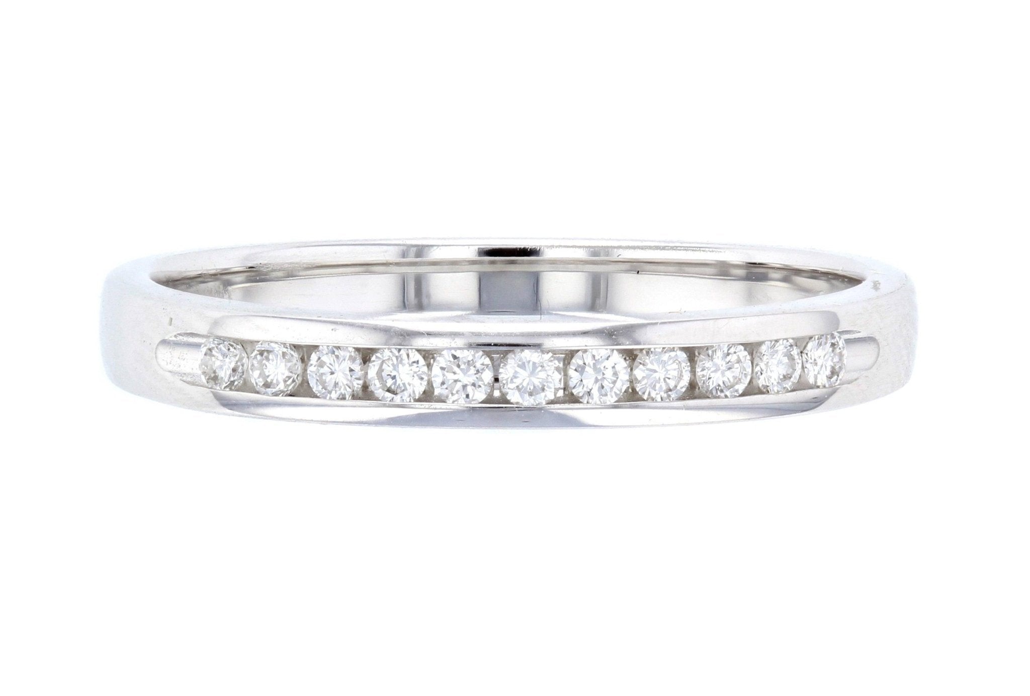 Channel Set Round Diamond Wedding Ring in 14k White Gold
