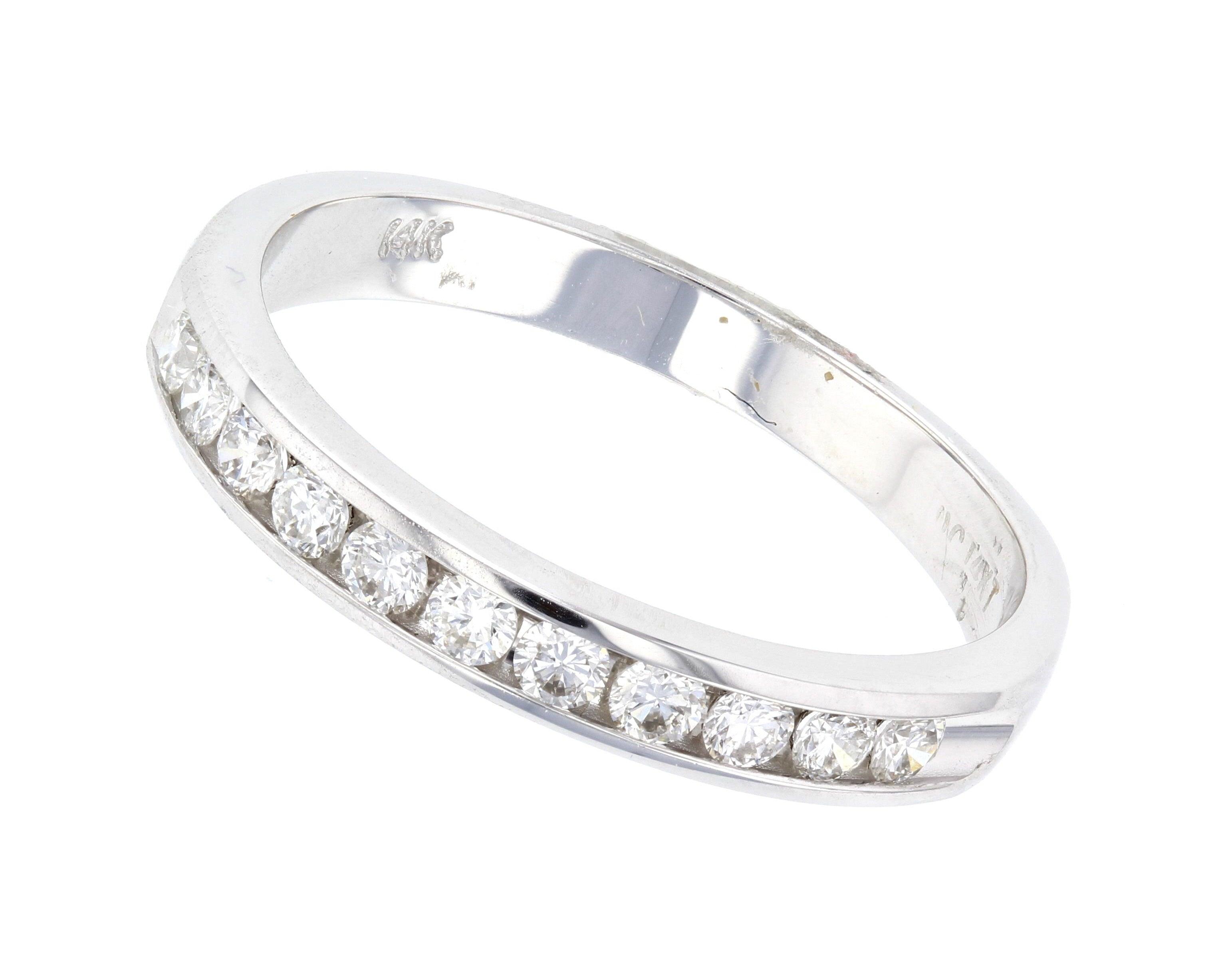 14K gold diamond eternity band with channel-set stones, timeless fine jewelry for everyday wear