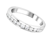 14K white gold diamond eternity band with round brilliant stones, timeless fine jewelry