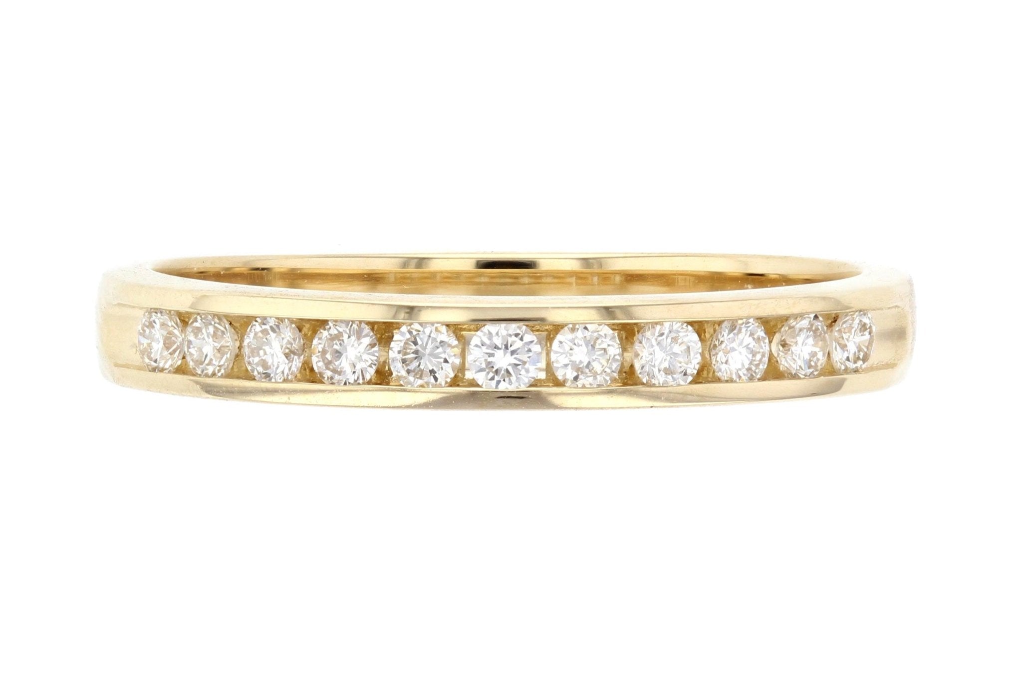 Channel Set Round Diamond Wedding Ring in 14k Yellow Gold