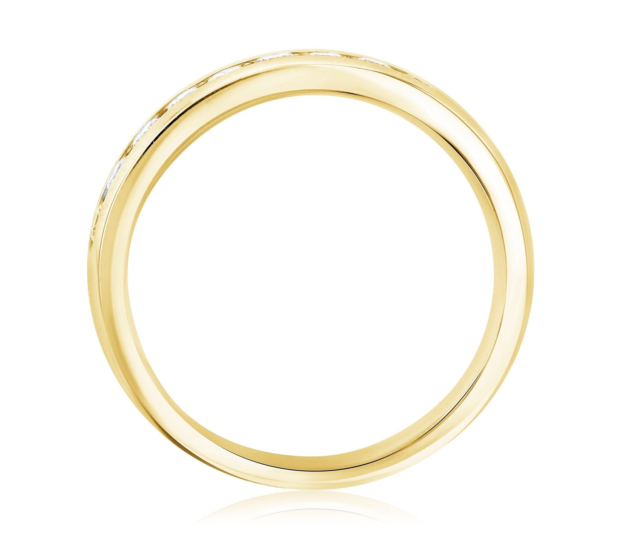 Channel Set Round Diamond Wedding Ring in 14k Yellow Gold