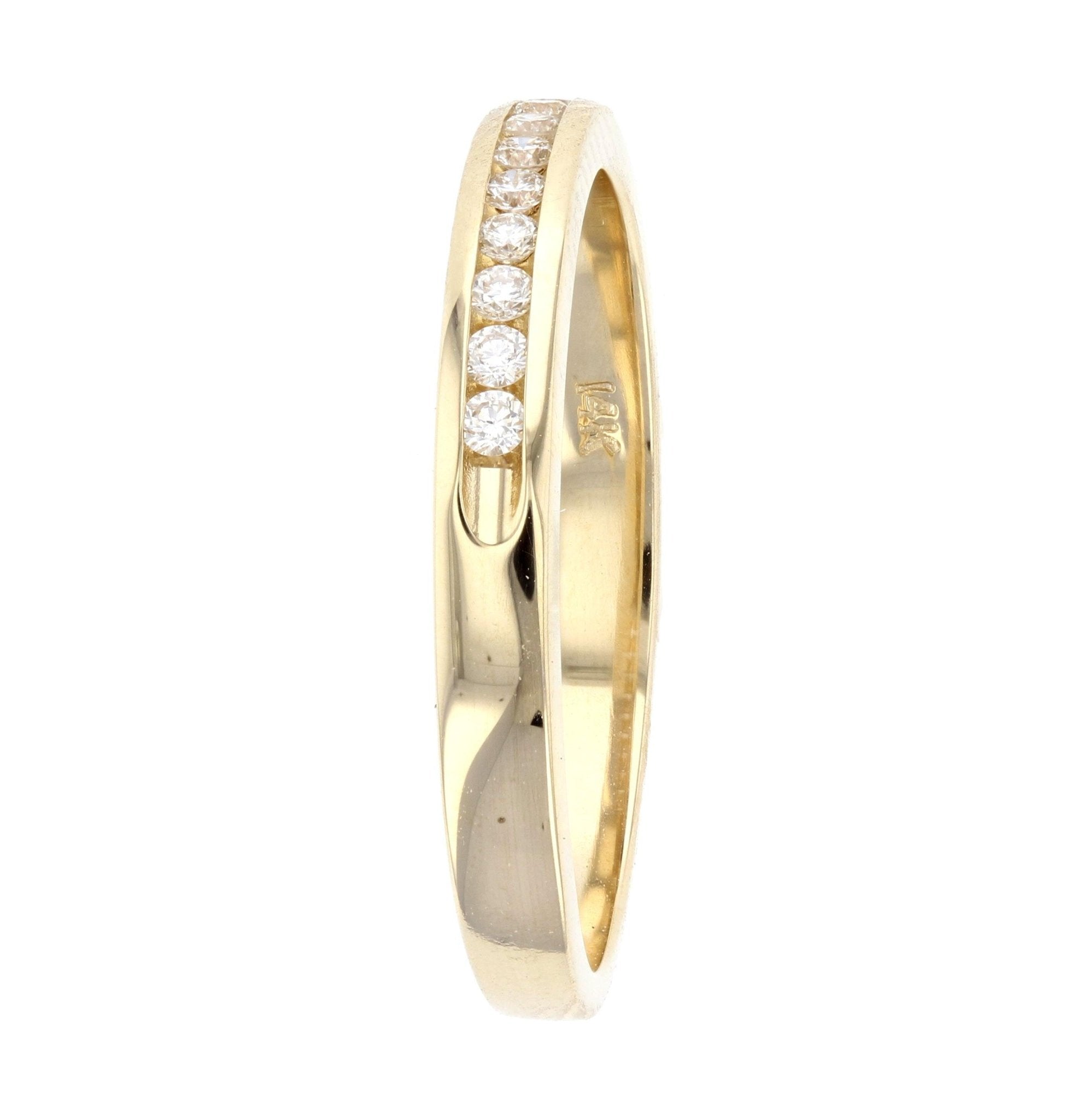 Channel Set Round Diamond Wedding Ring in 14k Yellow Gold