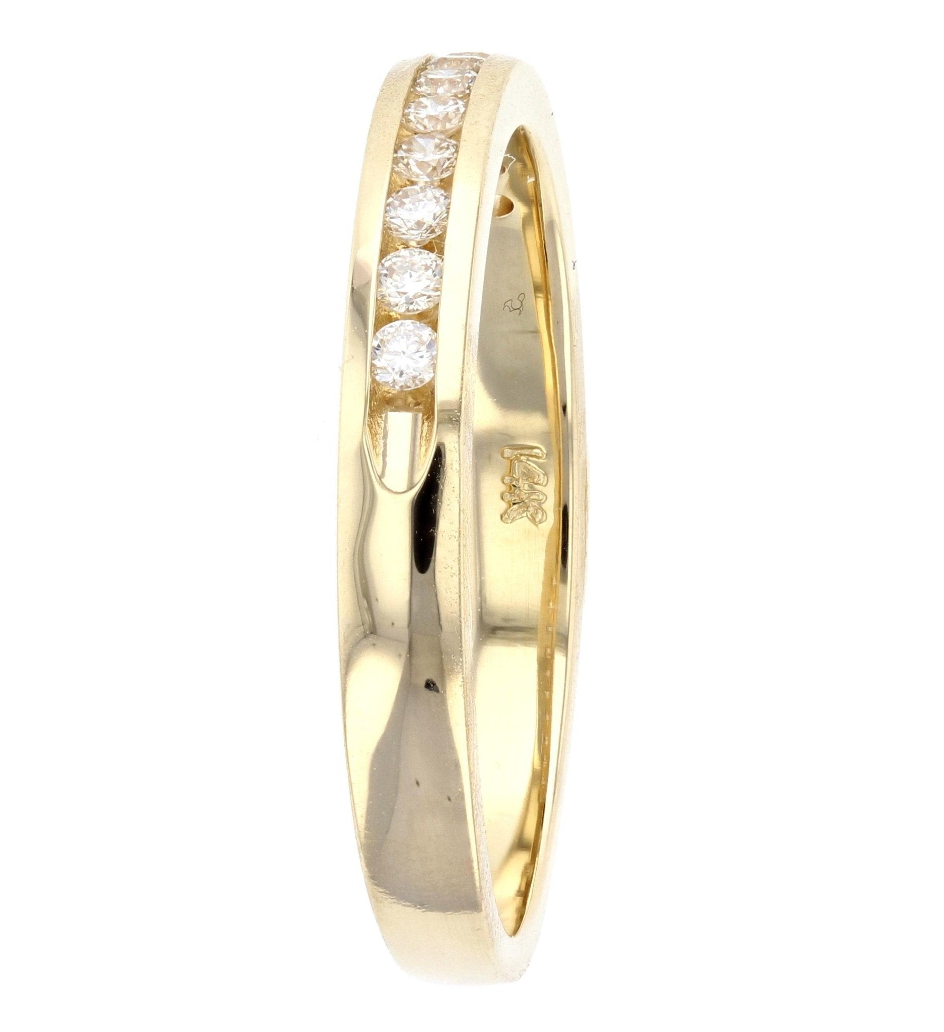 Channel Set Round Diamond Wedding Ring in 14k Yellow Gold