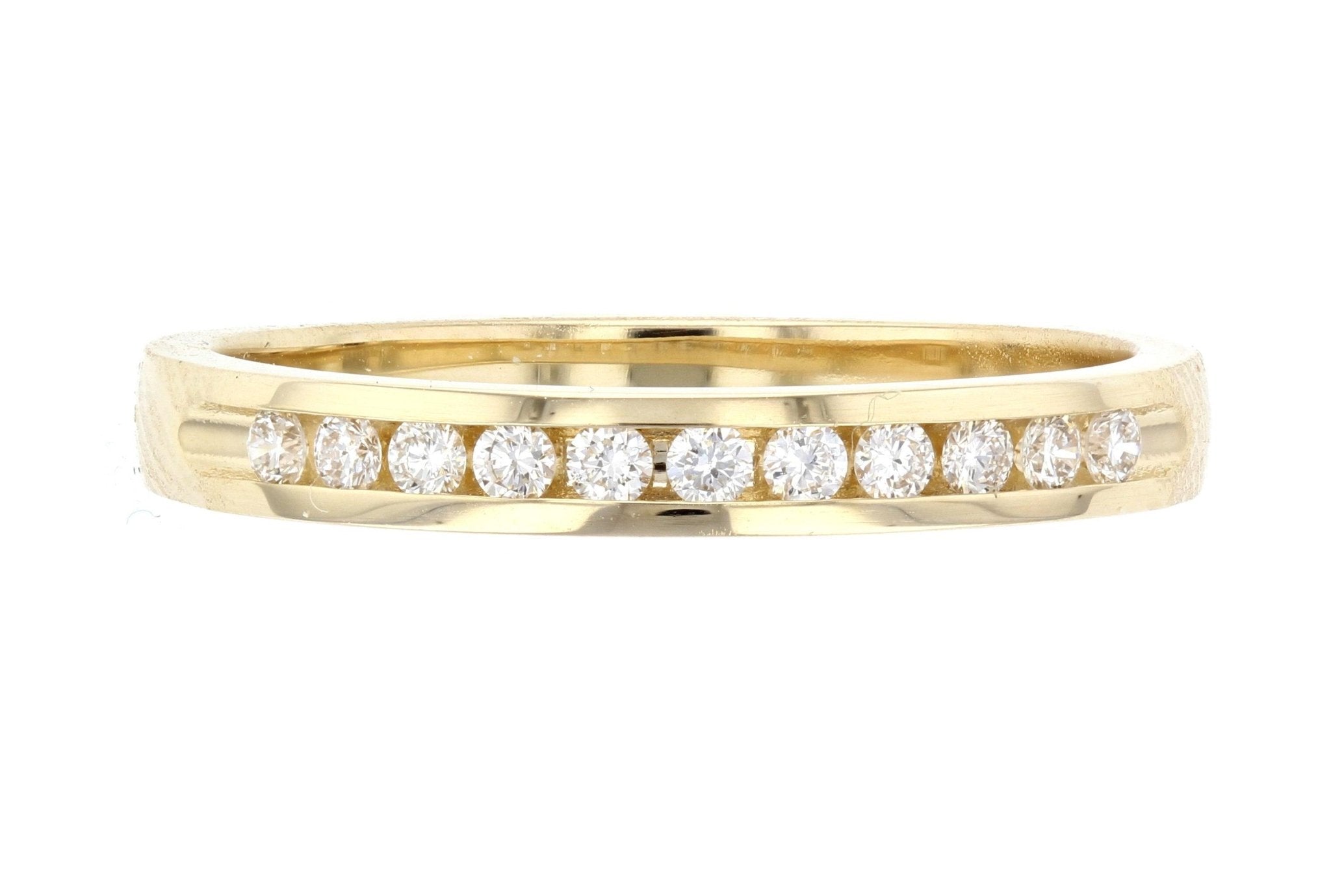 Channel Set Round Diamond Wedding Ring in 14k Yellow Gold