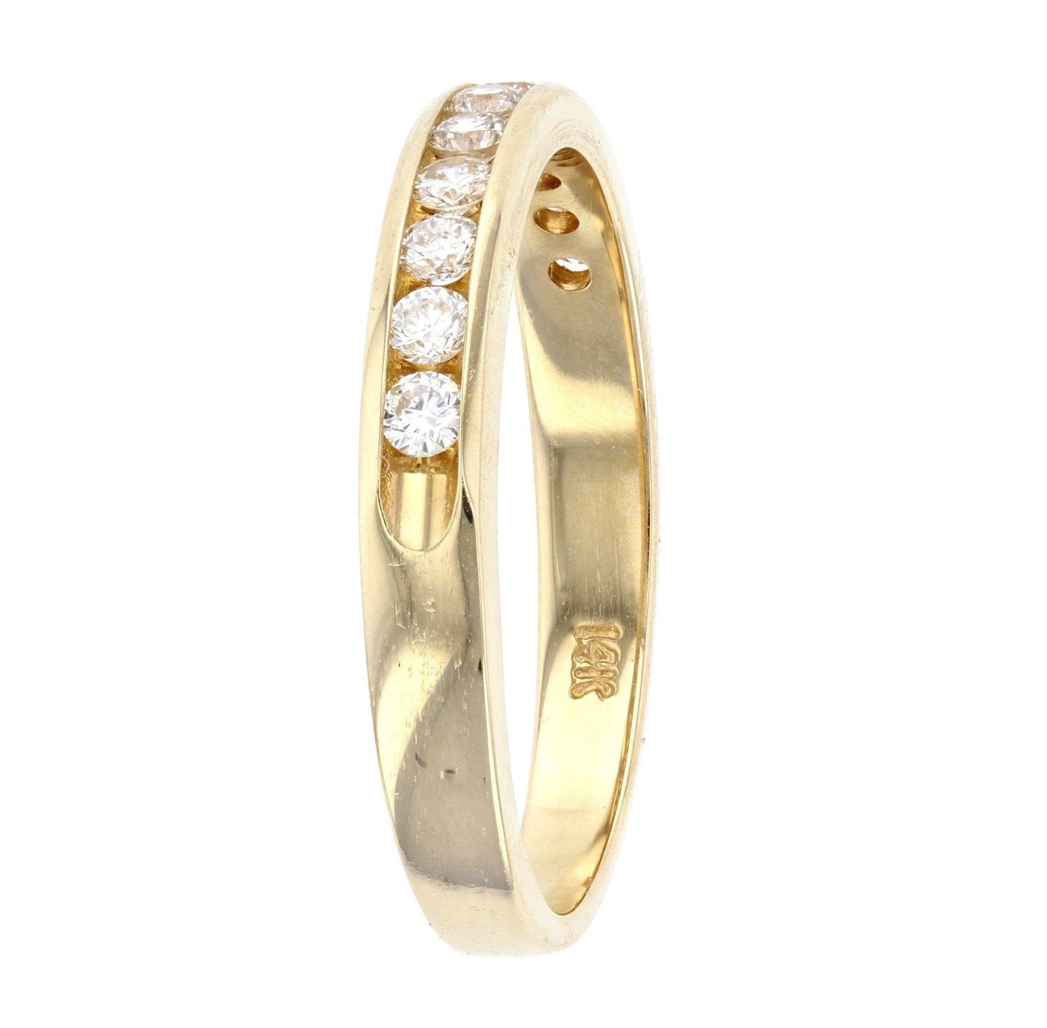 Channel Set Round Diamond Wedding Ring in 14k Yellow Gold
