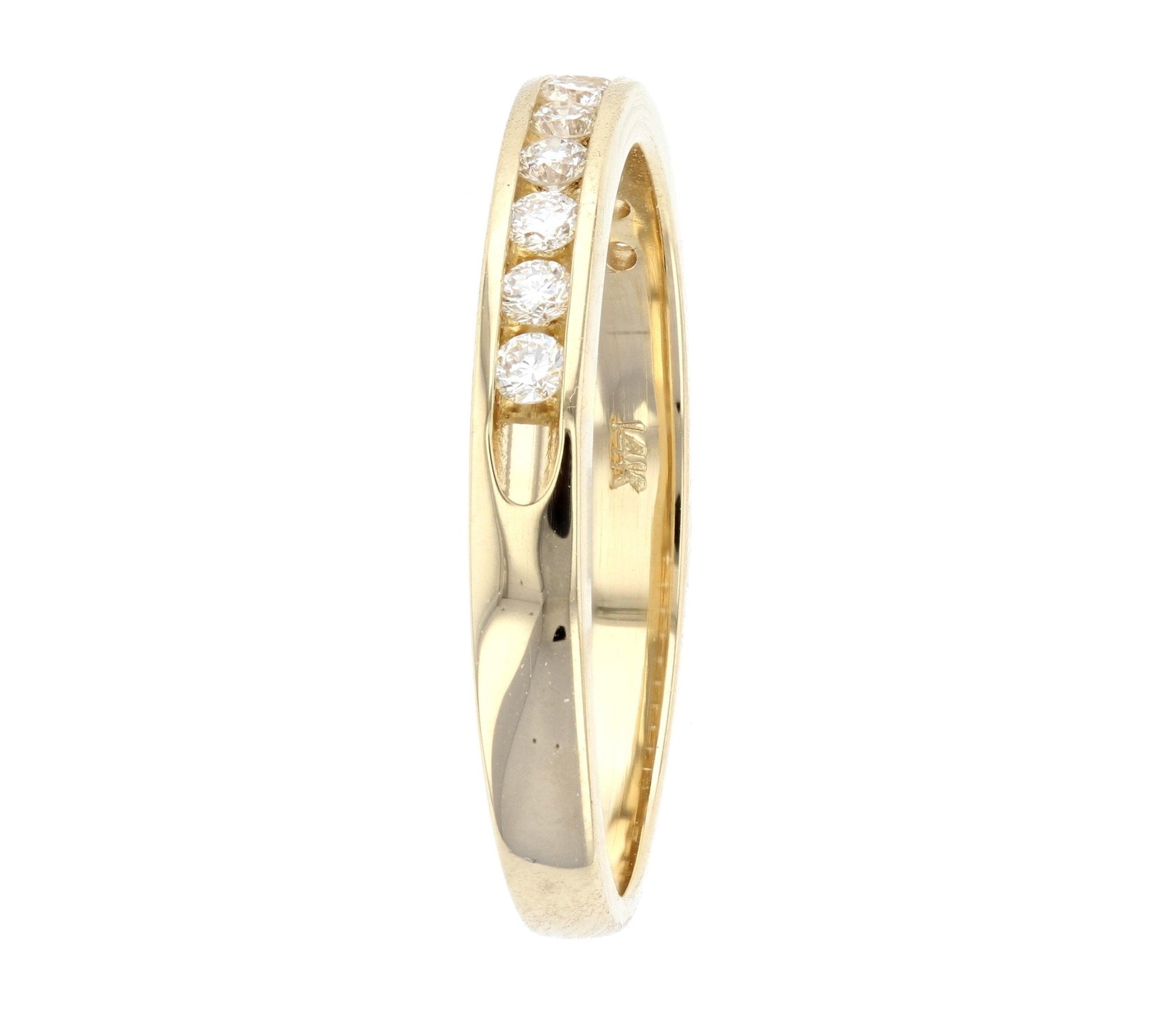Channel Set Round Diamond Wedding Ring in 14k Yellow Gold
