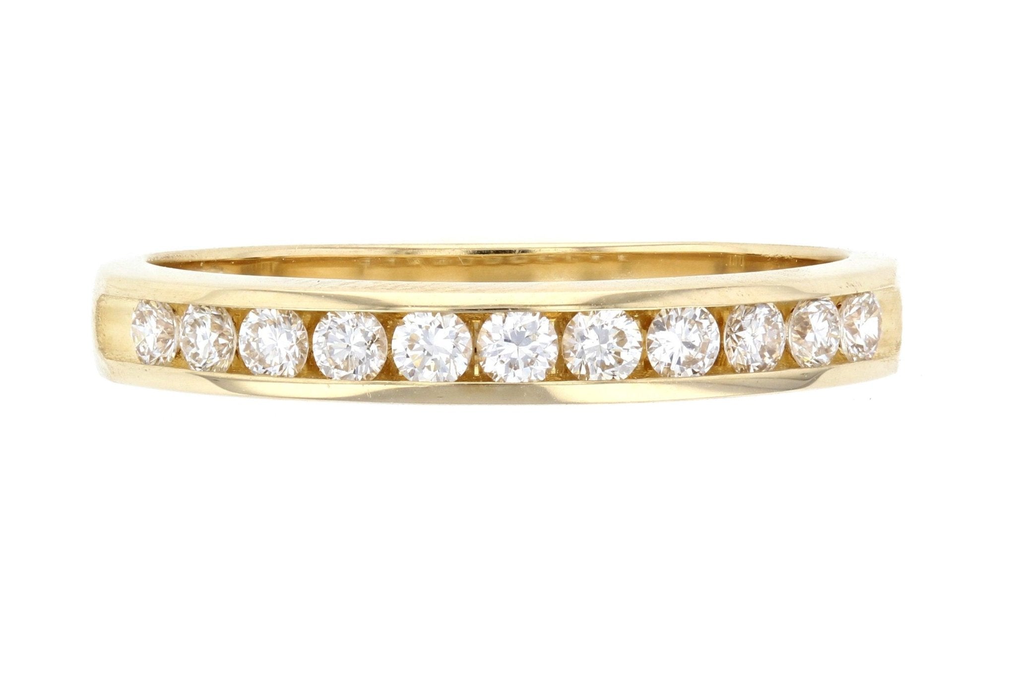 Channel Set Round Diamond Wedding Ring in 14k Yellow Gold