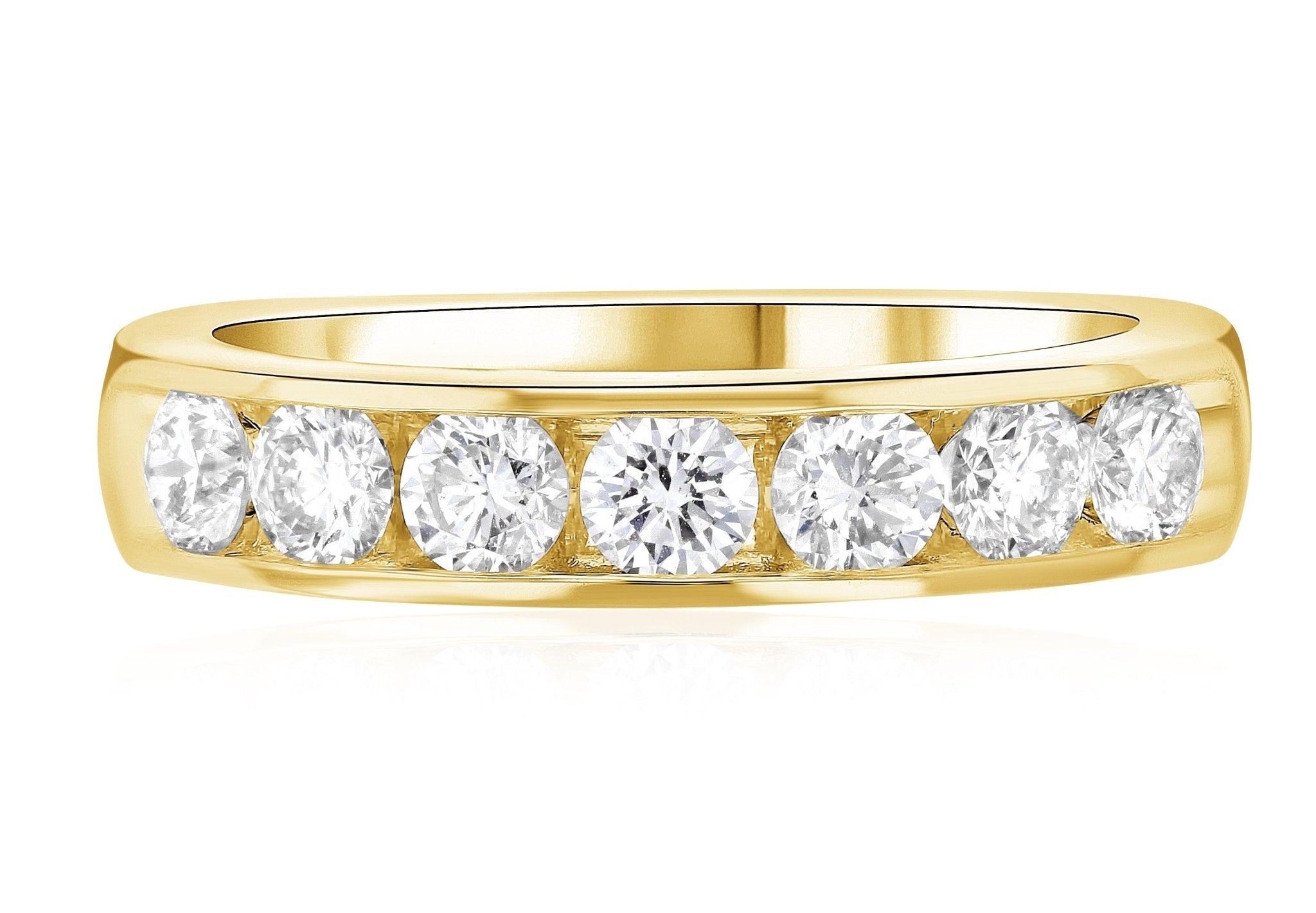 Channel Set Round Diamond Wedding Ring in 14k Yellow Gold