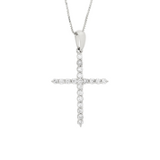 Diamond cross pendant necklace in 14K white gold, timeless fine jewelry for everyday wear