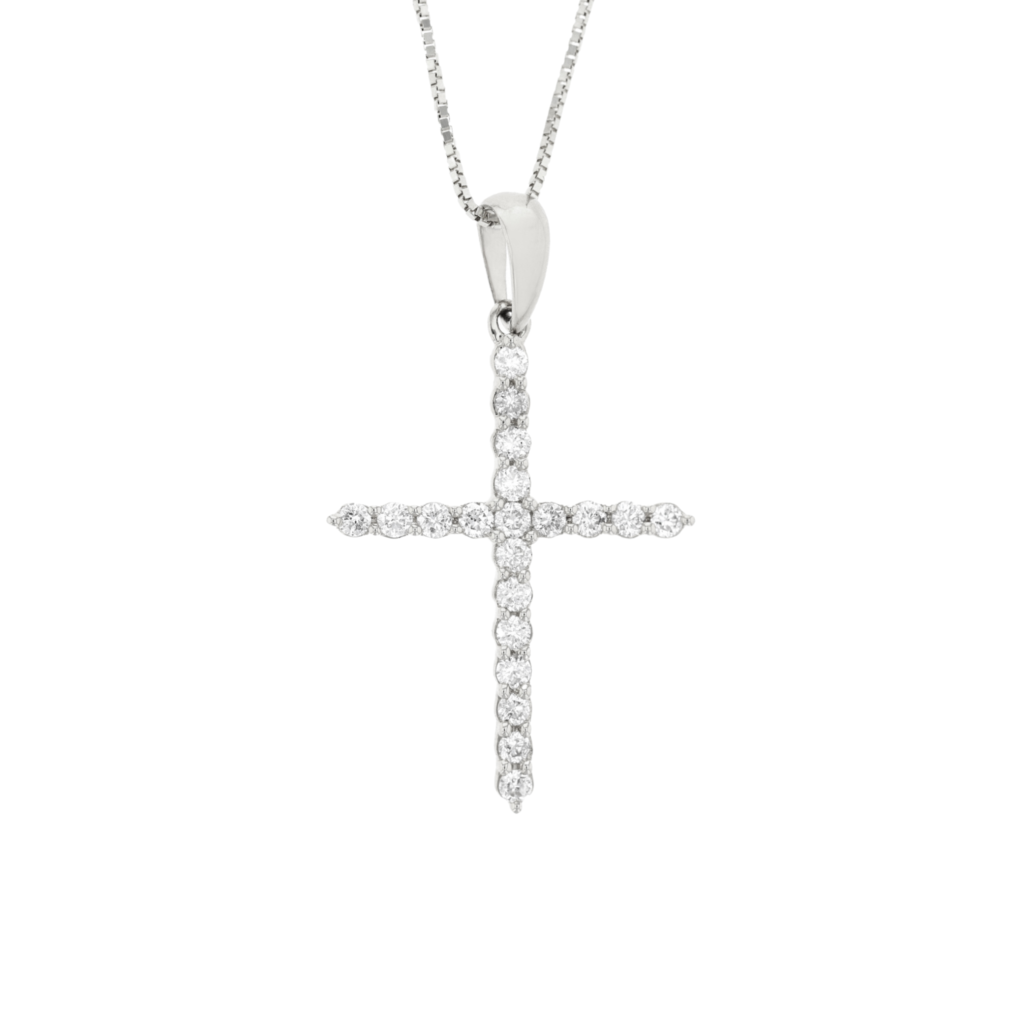 Diamond cross pendant necklace in 14K white gold, timeless fine jewelry for everyday wear