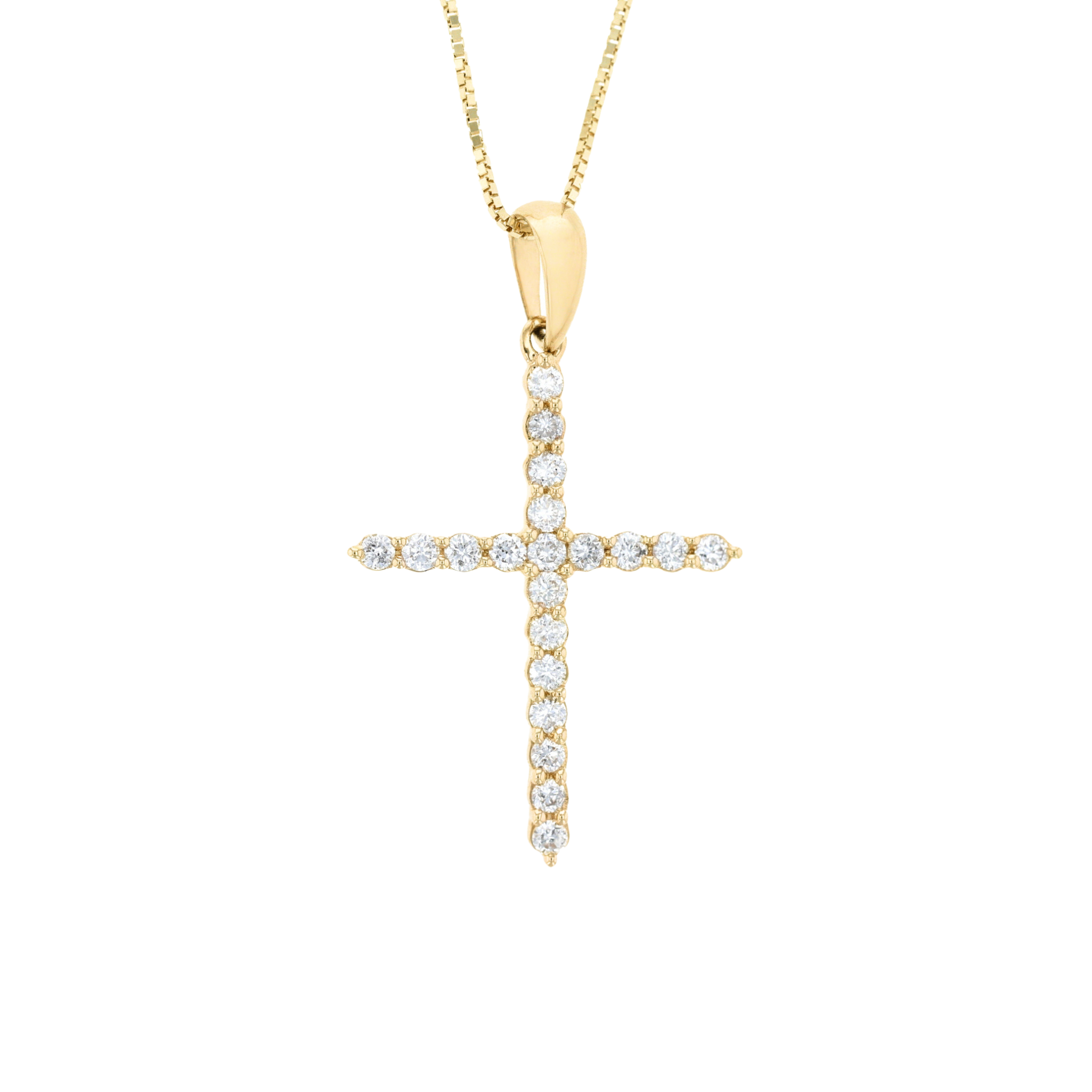 14K gold cross necklace with diamond accents, timeless fine jewelry for everyday wear