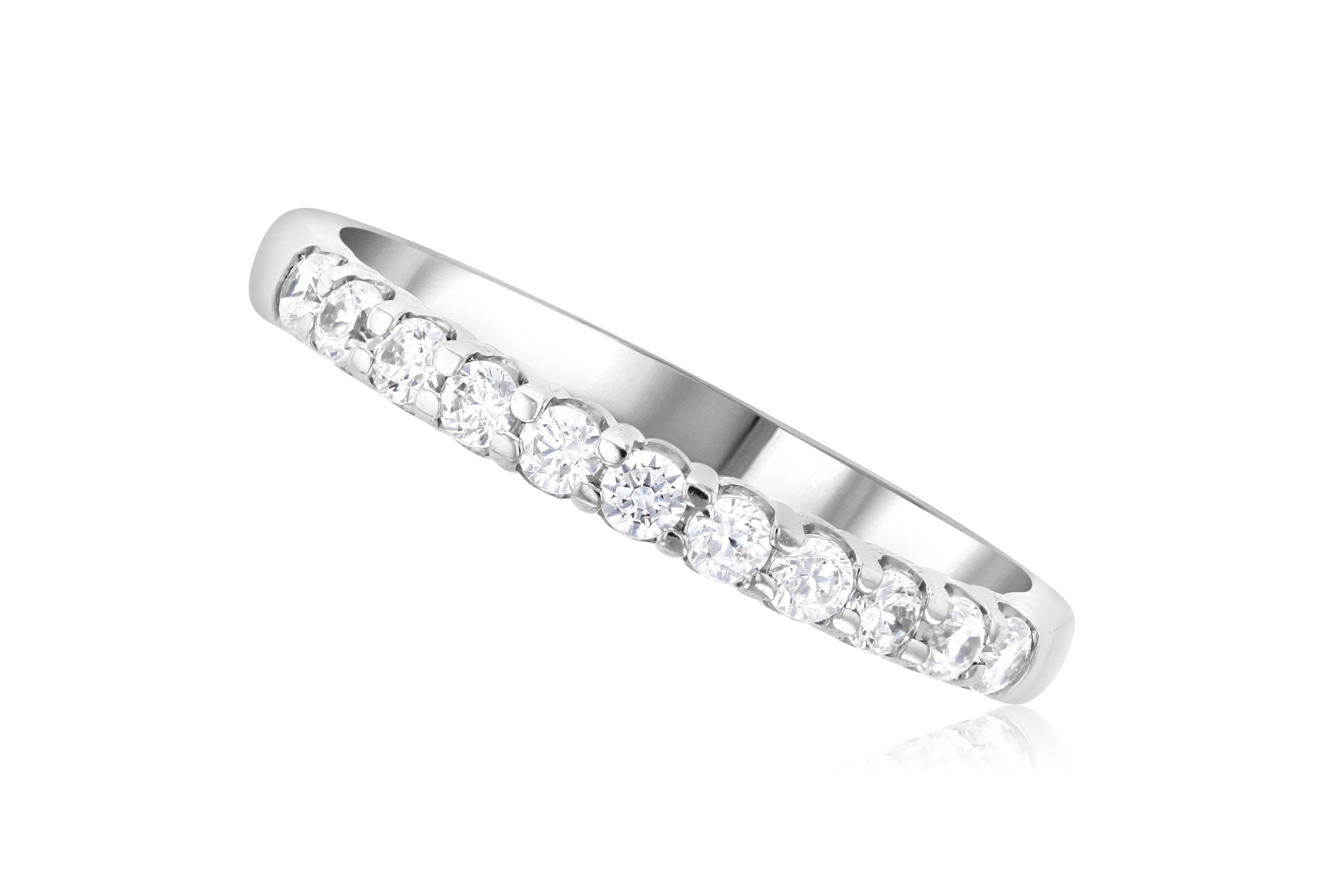 14K gold diamond eternity band with round brilliant stones, timeless fine jewelry for everyday wear