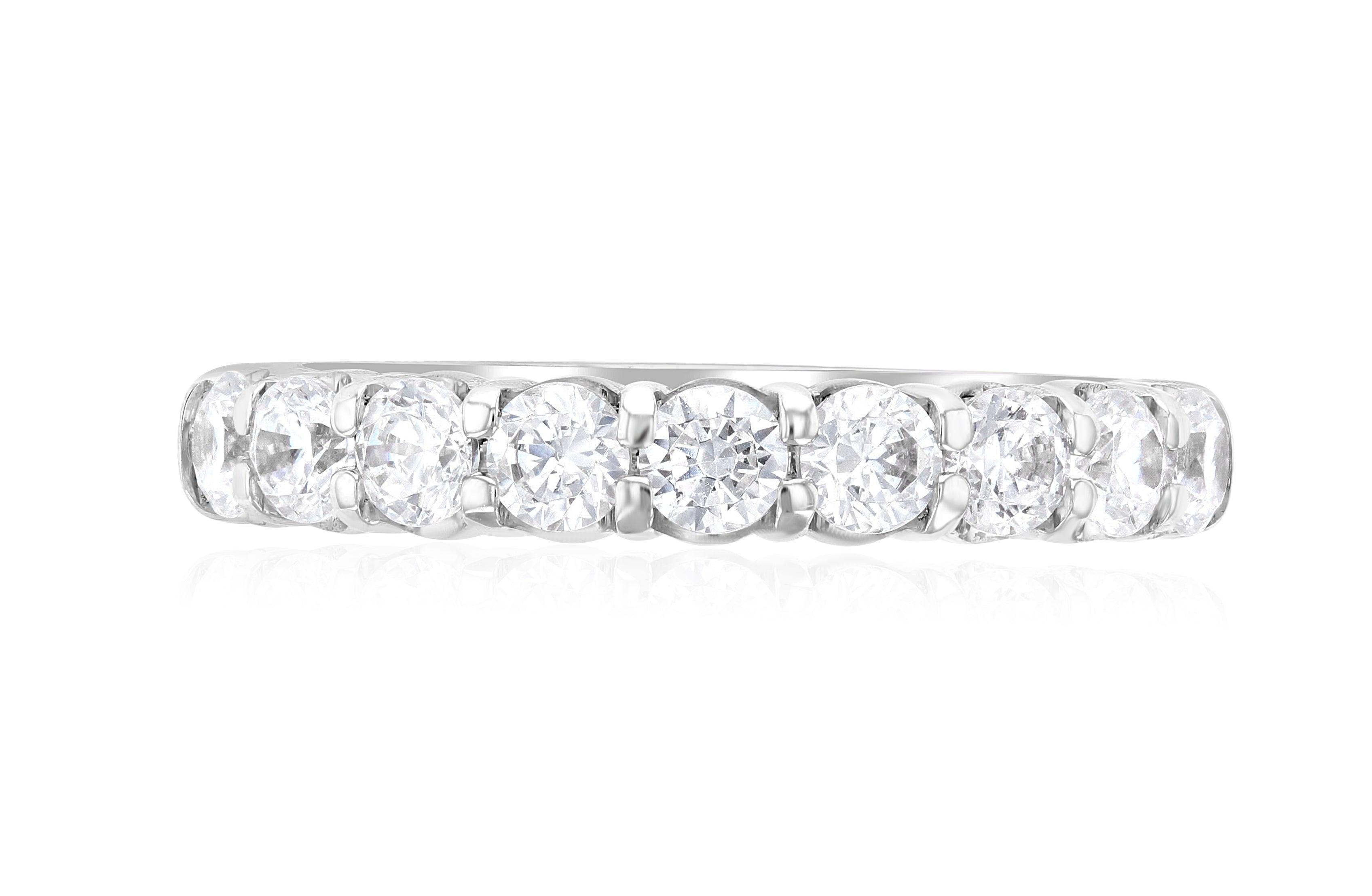 14K gold diamond eternity band with round brilliant stones, timeless fine jewelry for everyday wear