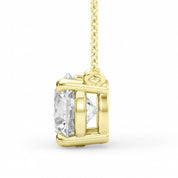 14K gold pendant with emerald cut diamond on chain, timeless fine jewelry