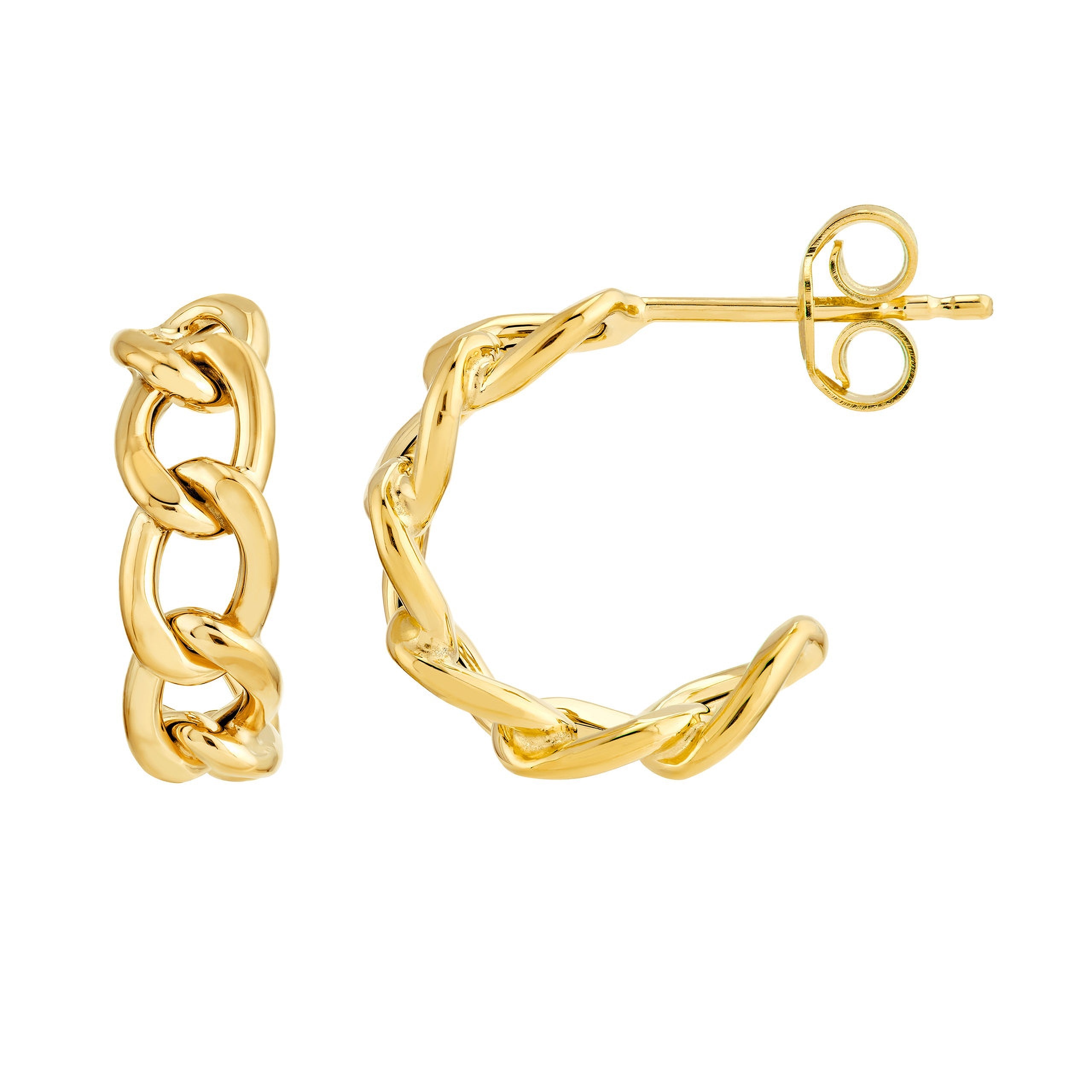 14K gold chain link hoop earrings, timeless fine jewelry for everyday wear