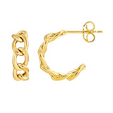 Curb Chain Open Huggie Hoop Earrings