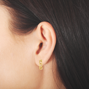 14K gold chain link earring worn on ear, timeless fine jewelry for everyday wear