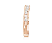 Curved Milgrain Diamond Wedding Ring in 14k Rose Gold