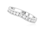 Curved Milgrain Diamond Wedding Ring in 14k White Gold