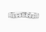 Curved Milgrain Diamond Wedding Ring in 14k White Gold