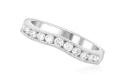 Elegant 14K white gold diamond eternity band with milgrain detailing, perfect for everyday wear.
