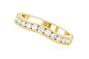 Curved Milgrain Diamond Wedding Ring in 14k Yellow Gold