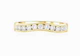 Curved Milgrain Diamond Wedding Ring in 14k Yellow Gold