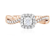 Cushion Halo Round Diamond Engagement Ring 14k Rose Gold Twisted Band (.45 ct. tw.)