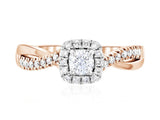 Cushion Halo Round Diamond Engagement Ring 14k Rose Gold Twisted Band (.45 ct. tw.)