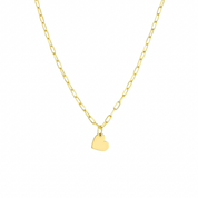 14K gold heart pendant necklace with paperclip chain, timeless fine jewelry for everyday wear