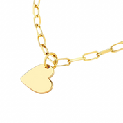 14K gold heart charm necklace with link chain, timeless fine jewelry for everyday wear