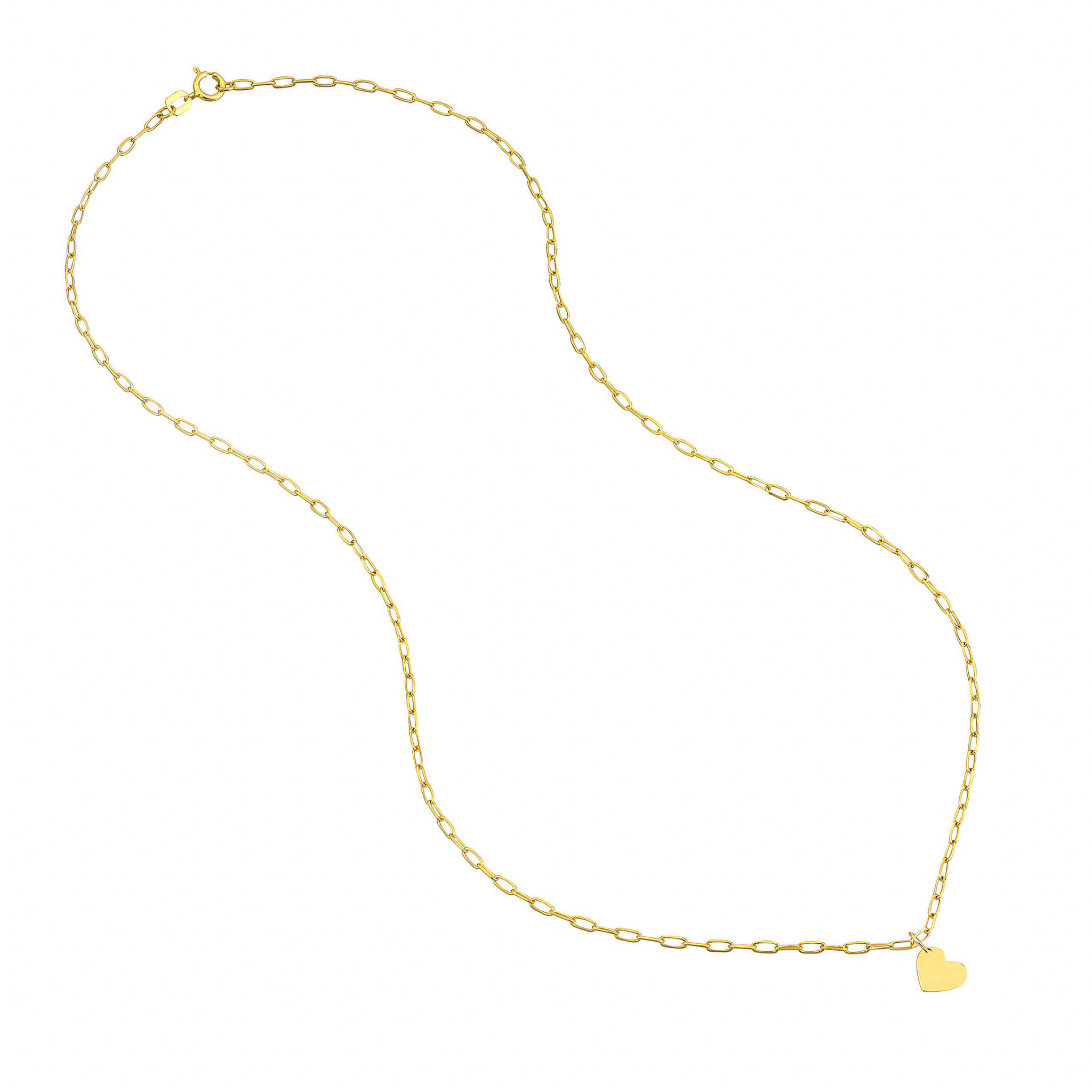 14K gold chain necklace with small heart pendant, timeless fine jewelry for everyday wear