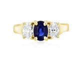 Diamond and Sapphire Three-Stone Oval Engagement Ring in 14k Yellow Gold (1.65 ct. tw.)