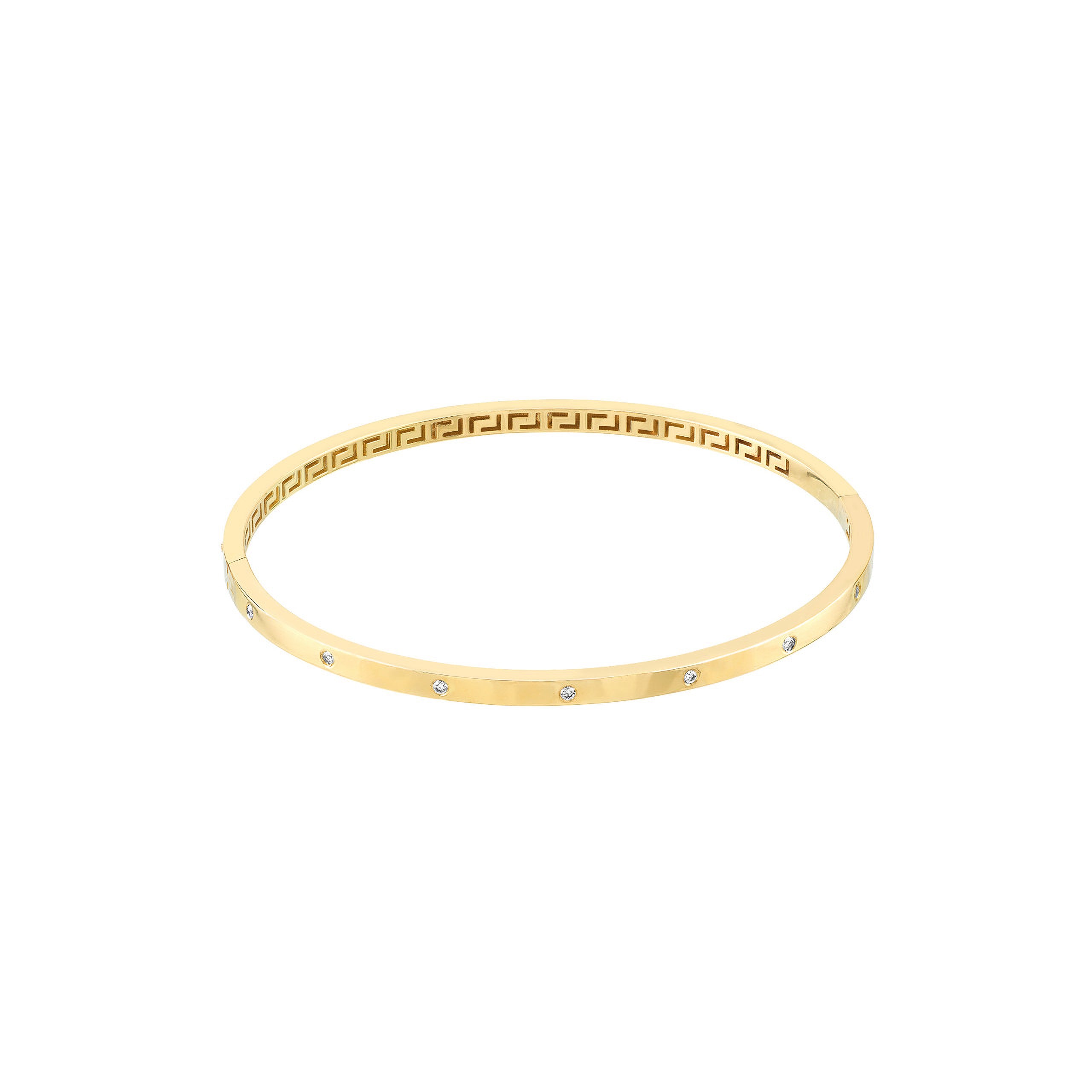 Diamond Bezel Square Tube Bangle - Iris + Mill
