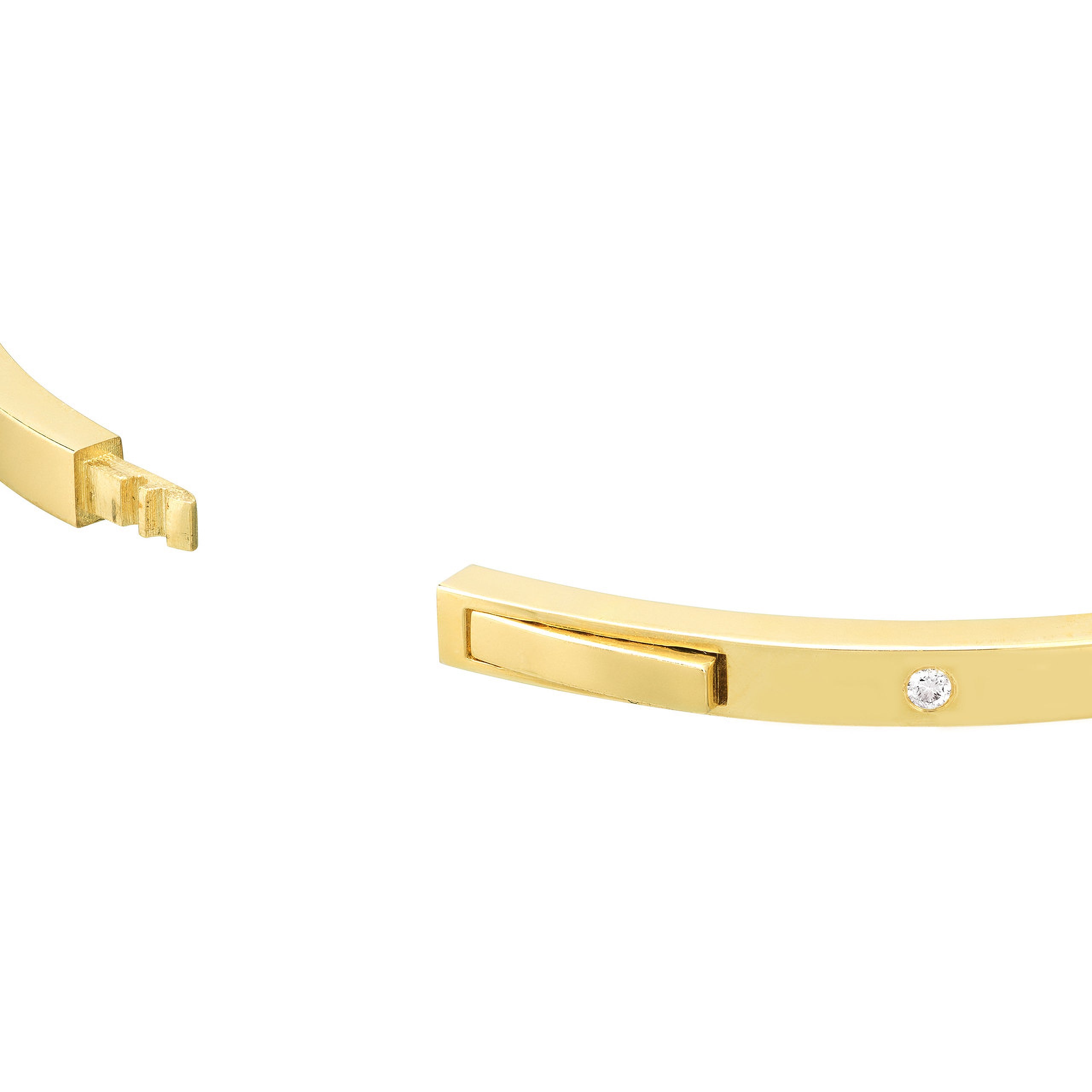 Diamond Bezel Square Tube Bangle - Iris + Mill