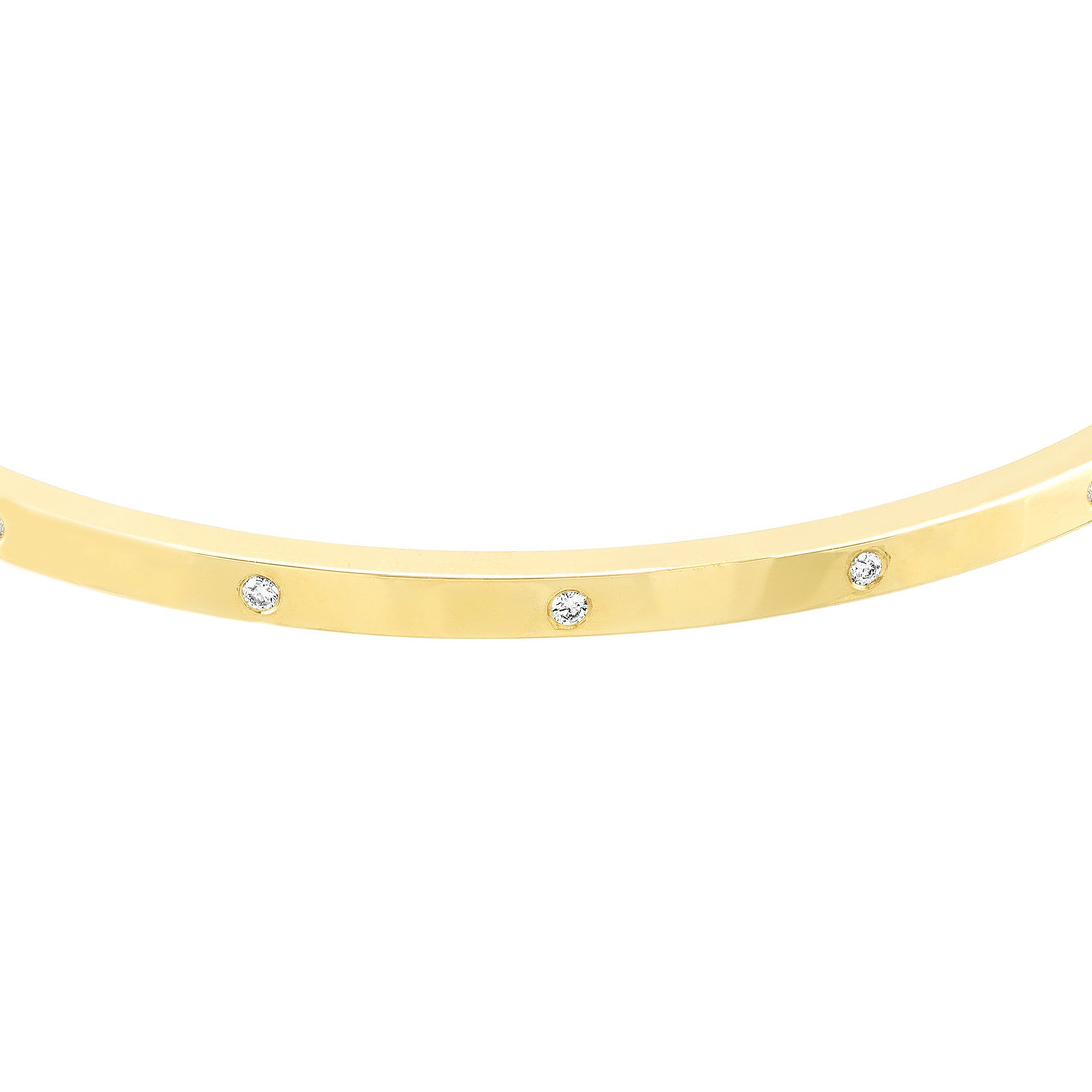 Diamond Bezel Square Tube Bangle - Iris + Mill
