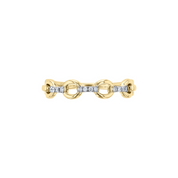 14K gold diamond link ring with floral ends, timeless fine jewelry for everyday wear